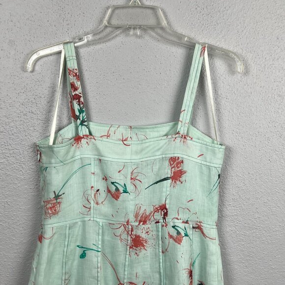 Ann Taylor Women's 100% Linen Blue Printed Sleeveless A Line Dress Size 4P - Picture 6 of 7